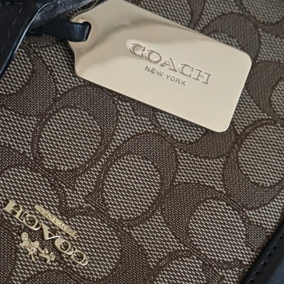 Coach Tan and Black Signature Crosby Carryall Satchel Purse Bag - Picture 15 of 15